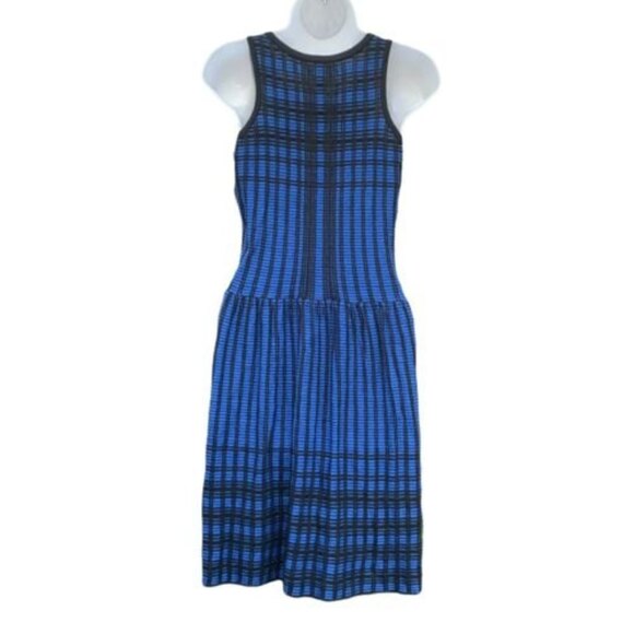 MARC NEW YORK ANDREW MARC Black & Blue Cotton Silk Textured Sleeveless Dress‎ S - Picture 6 of 11